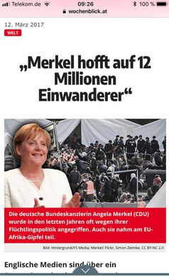 Nach ausländischen Medien (u.a. Österreich) wünscht sich Angela Merkel mindestens 12 Millionen Einwanderer in Deutschland (Symbolbild)
