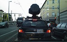 Google Street View Fahrzeug. Die Technik auf dem Dach  ist abgedeckt. Bild: Zoidy