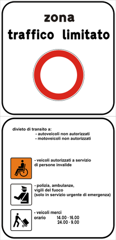 Segnale stradale utilizzato in Italia.