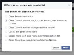 Meldesystem: soll User vor Fake-Accounts schützen. Bild: facebook.de