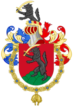 Wappen von  Nicolas Sarkozy als Ritter des Ordens vom Goldenen Vlies (Spanien)
