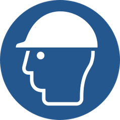 Piktogramm "Kopfschutz benutzen" nach DIN EN ISO 7010