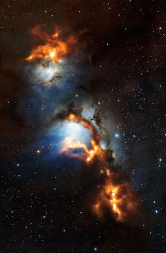Kosmische Staubwolken in Messier 78
Quelle: Bild: ESO/APEX (MPIfR/ESO/OSO)/T. Stanke et al./Igor Chekalin/Digitized Sky Survey 2 (idw)