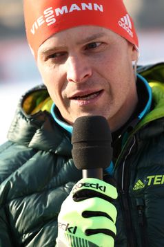 Tobias Angerer am Rande des Skilanglaufweltcups am Dresdner Elbufer (2018)
