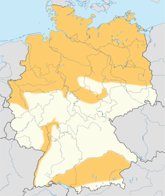 Gebiete mit Schiefergaspotenzialen in Deutschland (in orange)