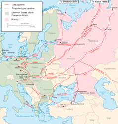 Die größten Pipelines, die Erdgas aus Russland in die EU transportieren