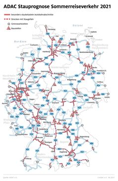 Diese Autobahnen sind während des Sommerreiseverkehrs 2021 besonders staugefährdet  Bild: ADAC Fotograf: ADAC