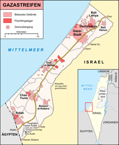 Karte des Gazastreifens, Stand Dezember 2008