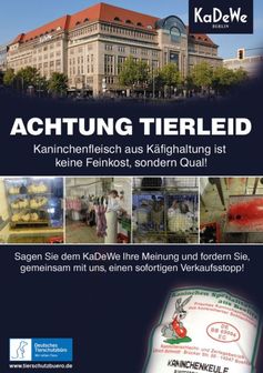 Plakat zur KaDeWe-Kampagne Bild: Deutsches Tierschutzbüro e.V./Kai Horstmann
