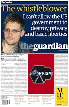 The Guardian Titelseite vom 10. Juni 2013. Bild: wikipedia.org