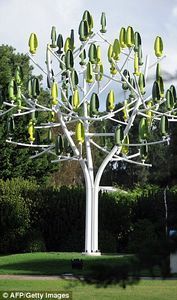 "Wind Tree" in Aktion: neuer Baum für den Energiegewinn. Bild: AFP/Getty Images