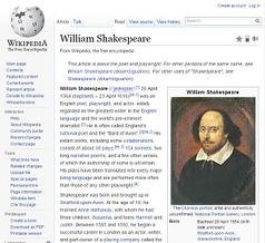 Shakespeare auf Wikipedia: bebildert dank Public Domain. Bild: Screenshot: pressetext