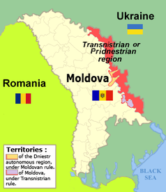 Transnistrian region of Moldova, landlocked along the border with Ukraine