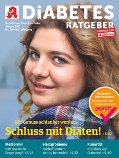 Titelcover Diabetes Ratgeber, Ausgabe 1/2021.  Bild: "obs/Wort & Bild Verlag - Gesundheitsmeldungen/W&B"