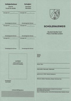 Schülerausweis, ausgestellt in Nordrhein-Westfalen