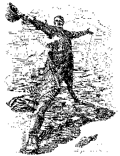 The Rhodes Colossus, Karikatur von Edward Linley Sambourne zum Kap-Kairo-Plan von Cecil Rhodes im Punch, 1892