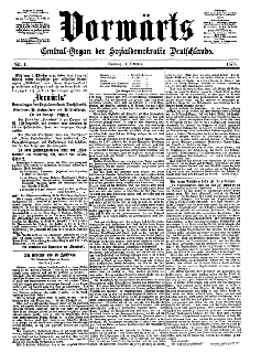 Titelseite des Vorwärts vom 1. Oktober 1876