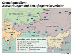 Behinderungen durch Grenzkontrollen im europäischen Reiseverkehr. Bild: "obs/ADAC/ADAC-Grafik"