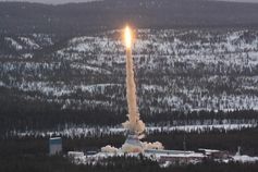 Start der Forschungsrakete TEXUS-49 vom Esrange Space Center in Kiruna, Nordschweden.Quelle: Adrian Mettauer (idw)