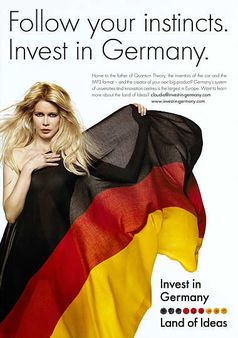 Mit dem deutschen Model Claudia Schiffer warb die Standortinitiative "Deutschland – Land der Ideen" einmal im Ausland. Heute ist alles anders.
