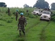 Ohne den Schutz der UN-Soldaten ist es z.Zt. nicht möglich in das von Rebellen beherrschte Gorillagebiet zu kommen. Foto: Muir/Ngobobo