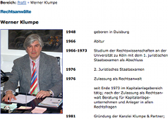 Neuer Geschäftsführer der Debi Select Gruppe: Rechtsanwalt Werner Klumpe aus Köln, Ausriss Eigendarstellung auf Website