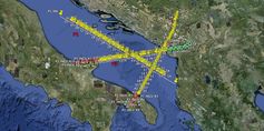 Von Italien durch die Adria bis in den Balkan hinein legen die Geophysiker Messgeräte aus.
Quelle: Kartengrundlage: GoogleEarth (idw)