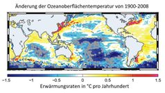 Beobachtete Temperaturänderung von 1900-2008.
Quelle:  (idw)