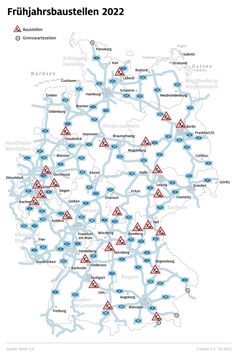 Autobahnbaustellen mit hoher Staugefahr im Frühjahr 2022 Bild: ADAC Fotograf: © ADAC