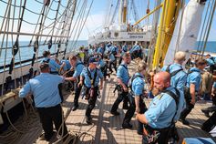 Am 13.08.22 ist die Gorch Fock auf der Hanse Sail 22 zur einen Segeltörn ausgelaufen.