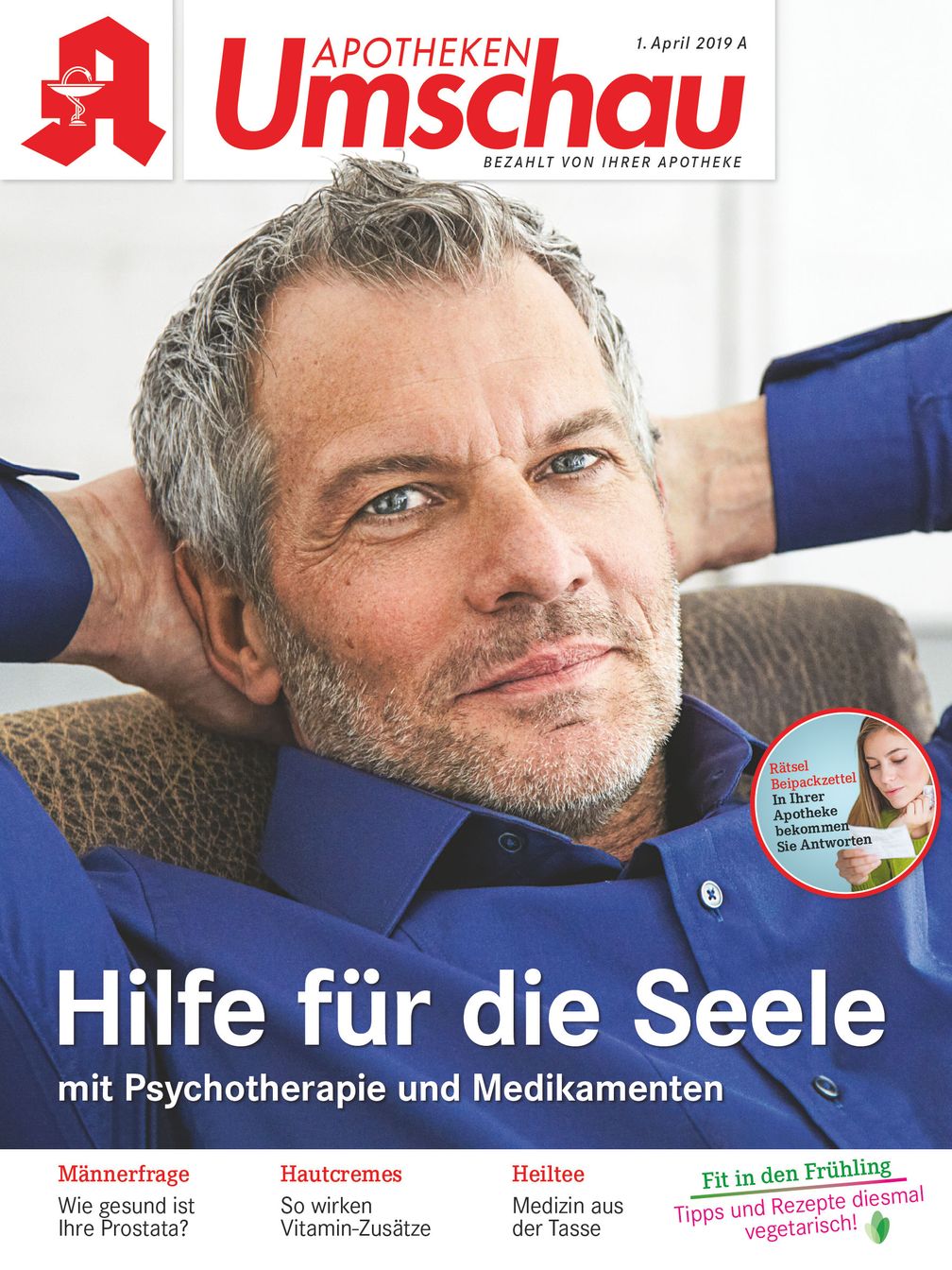 Titelbild Apotheken Umschau A 4/2019.  Bild: "obs/Wort & Bild Verlag - Apotheken Umschau"