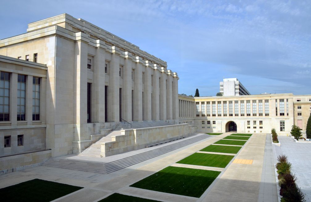 Aussenansicht des Palais des Nations in der Schweiz, Genf (Symbolbild)