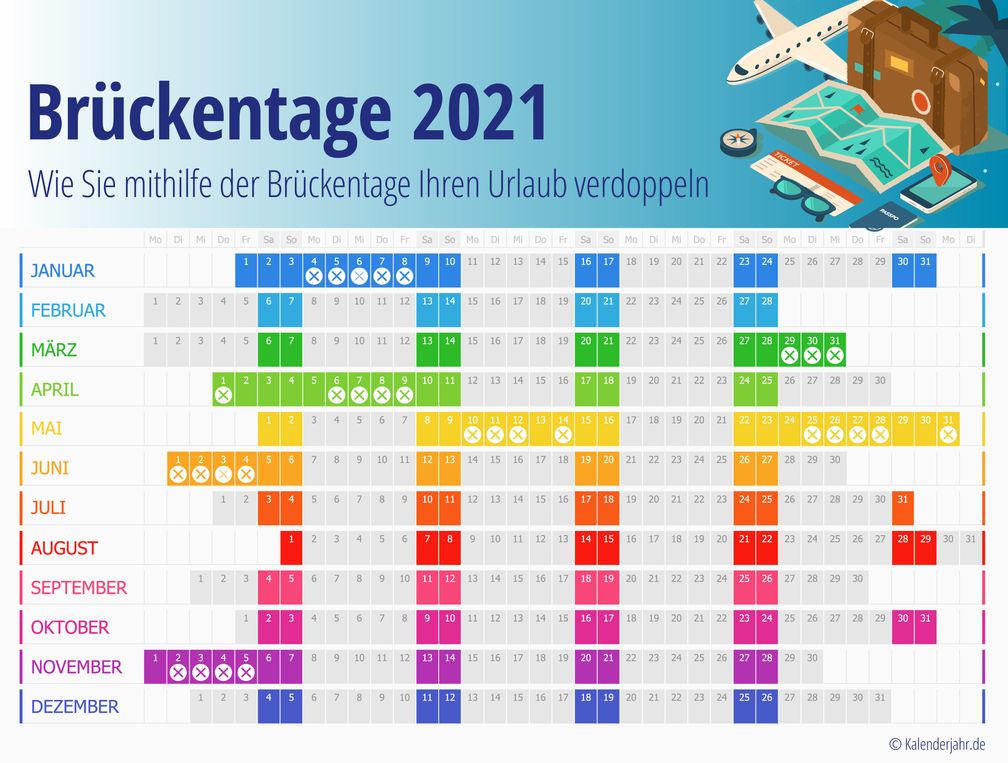 BILD zu OTS - Brückentage 2021 Deutschland und Österreich