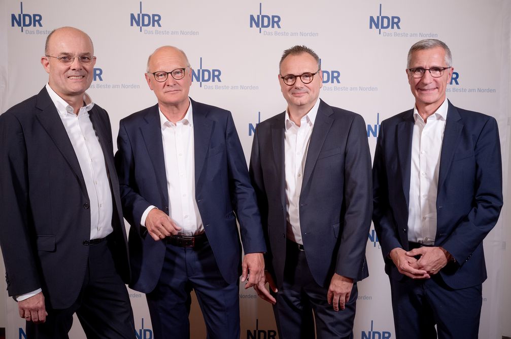 Dr. Nico Fickinger, Joachim Knuth, Hendrik Lünenborg und Rüdiger Hülskamp  (2025) Bild: NDR Rundfunkrat/NDR Verwaltungsrat Fotograf: Jann Wilken