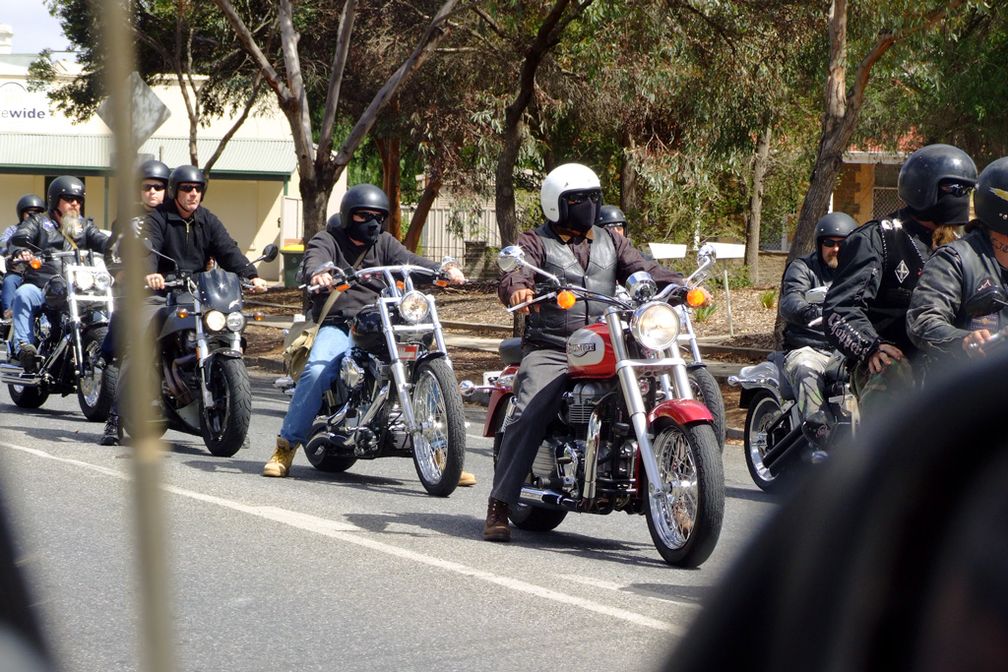 Australische Rocker bei einer Protestfahrt