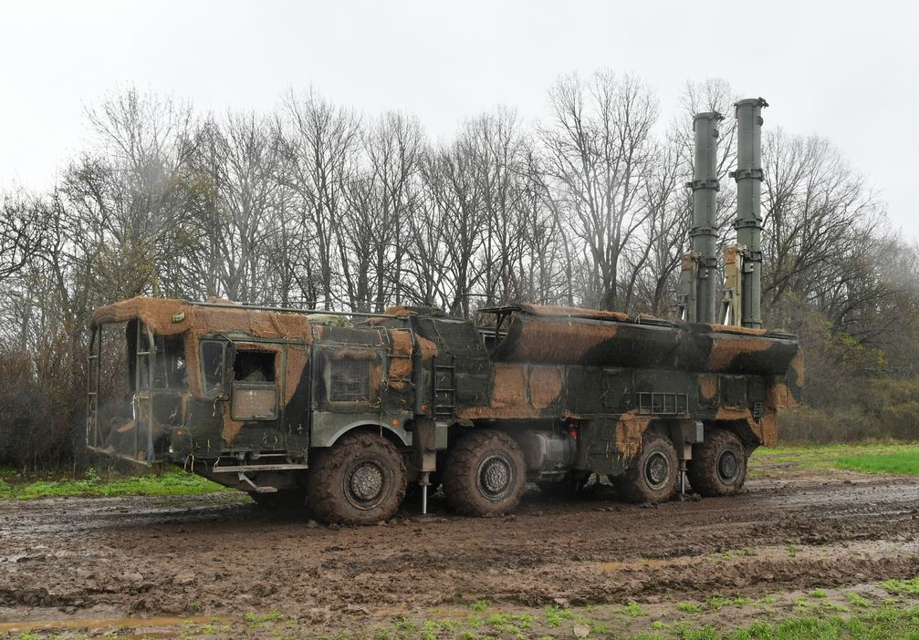 Der operativ-taktische Raketenkomplex "Iskander" beim Einsatz während der Militäroperation in der Ukraine. (18. April 2022) Bild: SPUTNIK / Sputnik