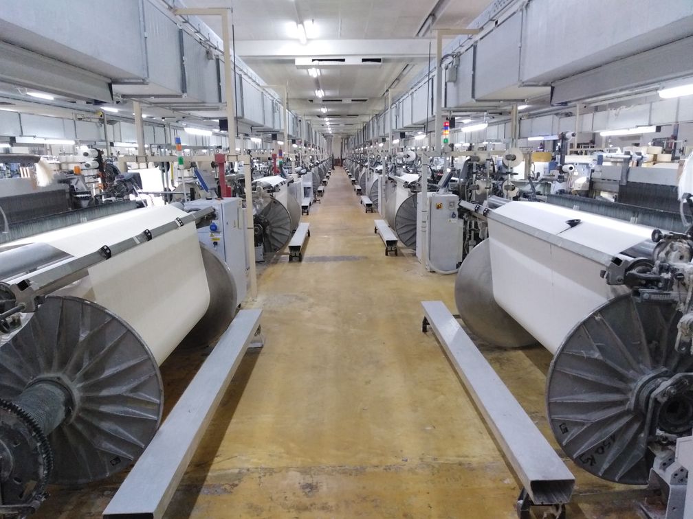 Textilproduktion: Produktionshalle der Lauffenmühle 2019