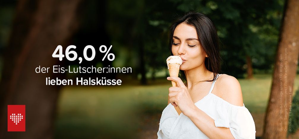 Der erotische Eis-Report gibt preis, dass 46 % der Eis-Lutscherinnen Küsse auf den Hals lieben. Bildrechte: JOYclub.de/Getty Images Fotograf: Sergey Dementyev