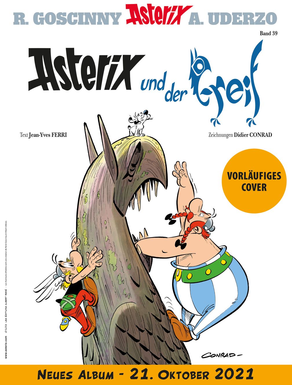 Vorläufiges Cover des Asterix-Albums Nr. 39 Bild: Egmont Ehapa Media GmbH Fotograf: © 2021 LES EDITIONS ALBERT RENE