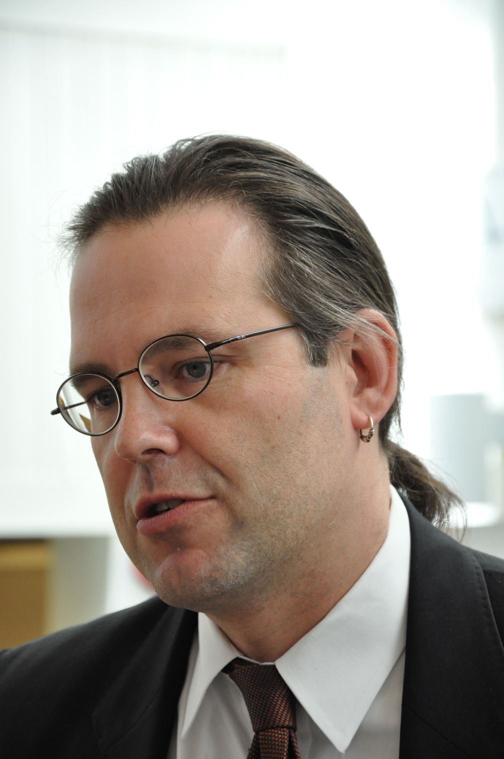 Anders Borg bei einer Pressekonferenz des Finanzministeriums 2010 in Stockholm.
