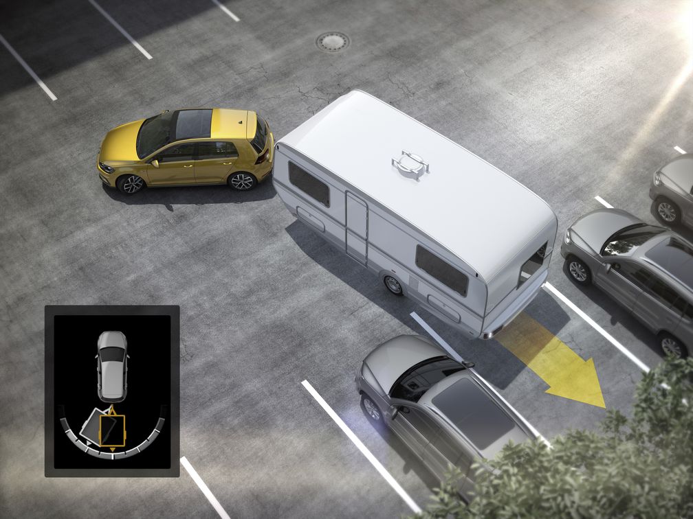 Mit dem Trailer Assist von Volkswagen einfach und sicher ein Gespann rangieren Bild: VW