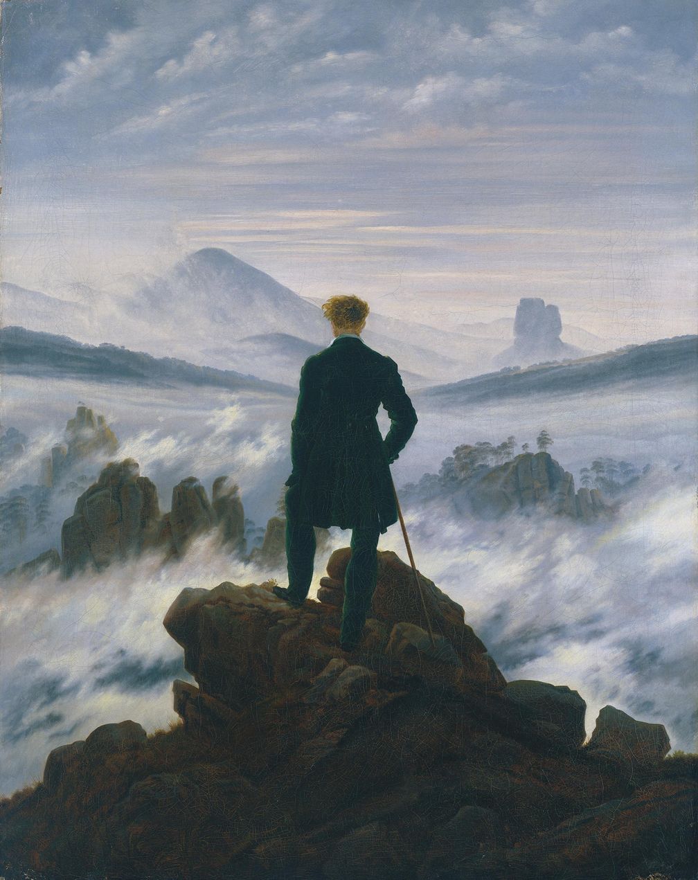 Der Wanderer über dem Nebelmeer Caspar David Friedrich, um 1818 Öl auf Leinwand, unsigniert 94,8 × 74,8 cm