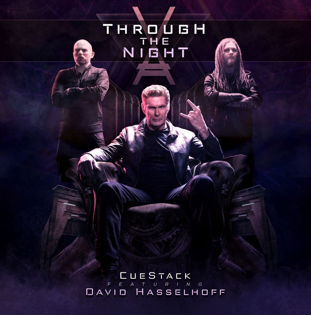 Offizielles Cover zur EP 'CueStack feat. David Hasselhoff - Through the Night' Bild: CueStack