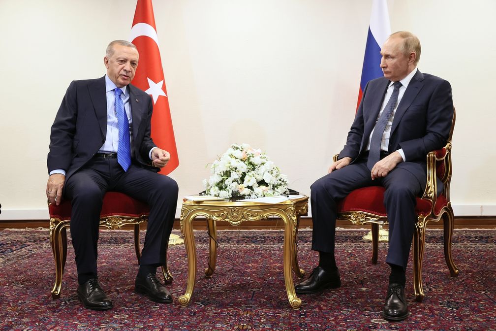 19. Juli 2022. Wladimir Putin und Recep Tayyip Erdoğan (links) bei einem Treffen in Teheran Bild: Sergei Sawostjanow / Sputnik