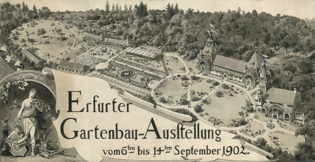 Erfurt hat eine lange Gartenschautradition. 1865 und auch 1902 lud man nach Erfurt, das sich damit den Namen Blumenstadt erwarb. Bild: Stadtarchiv Erfurt Fotograf: Bundesgartenschau Erfurt 2021