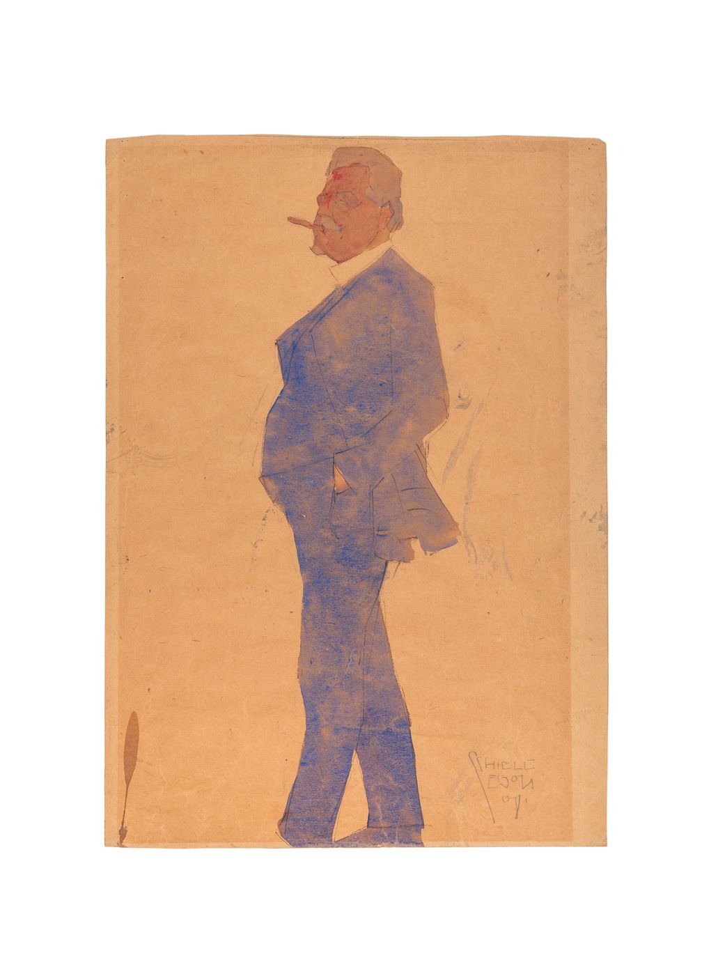 Egon Schiele (Tulln 1890 –1918 Wien), Leopold Czihaczek nach links schauend, 1908, Aquarell, Bleistift auf Papier, 17,1 x 12,2 cm, W&K- Wienerroither & Kohlbacher, Wien Bild: Leopold Museum, Wien Fotograf: Leopold Museum, Wien