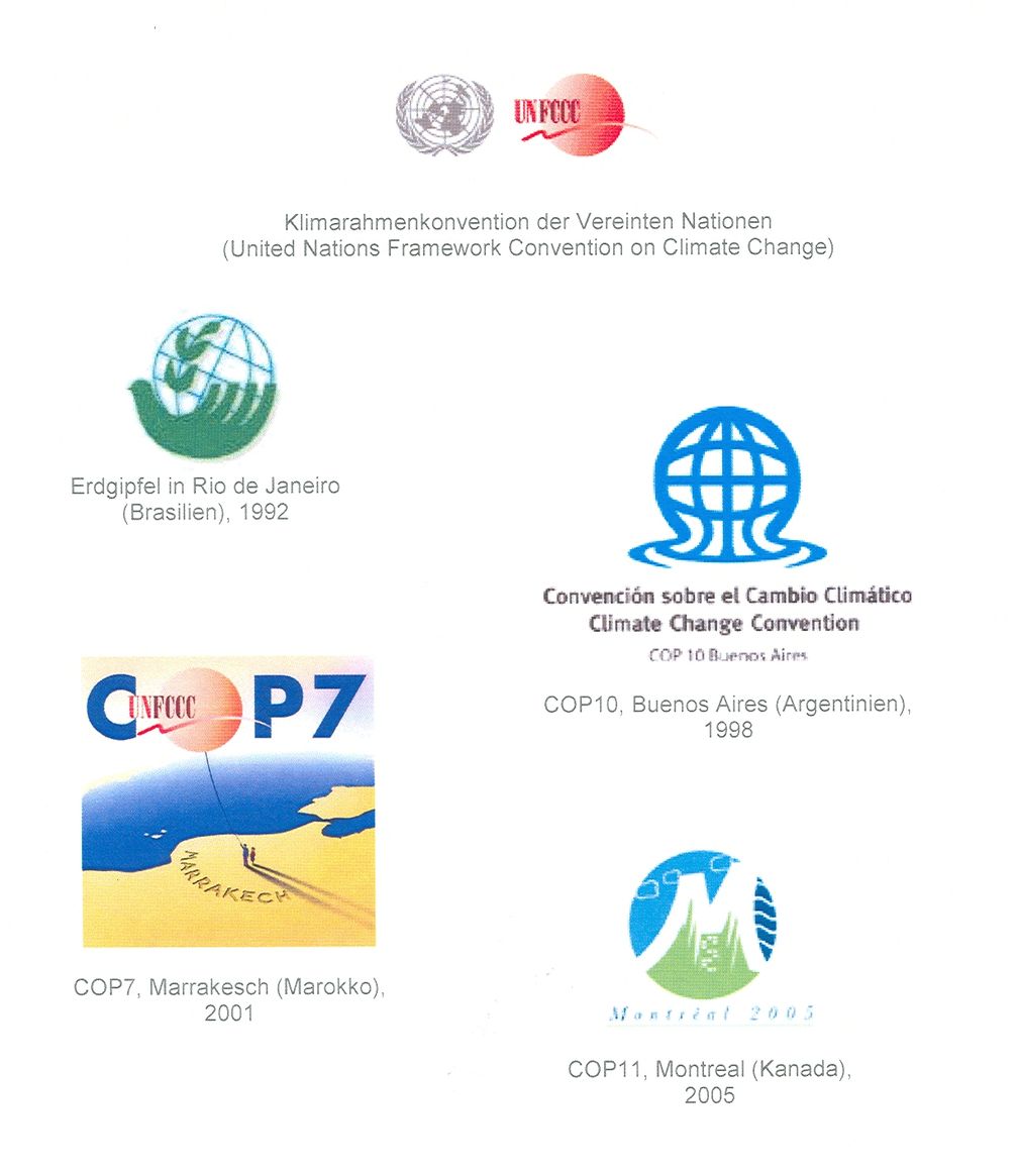 Logos internationaler Klimaschutzkonferenzen