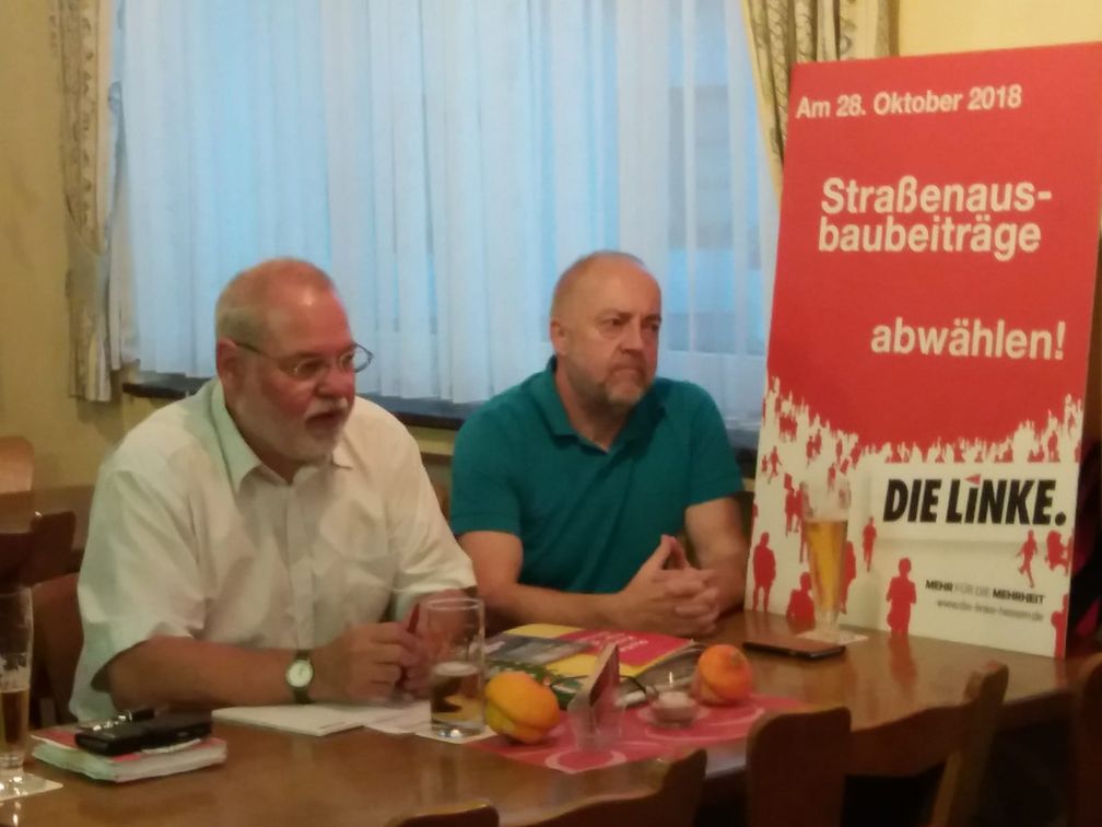 Hermann Schaus, MdL, und Dietmar Schnell, Kreisvorsitzender DIE LINKE Vogelsberg