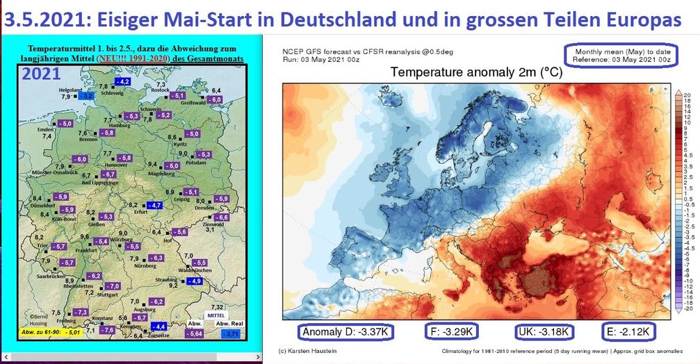 Es ist kalt in Deutschland in 2021! Sehr kaltem April folgt ein eisiger Mai 2021.