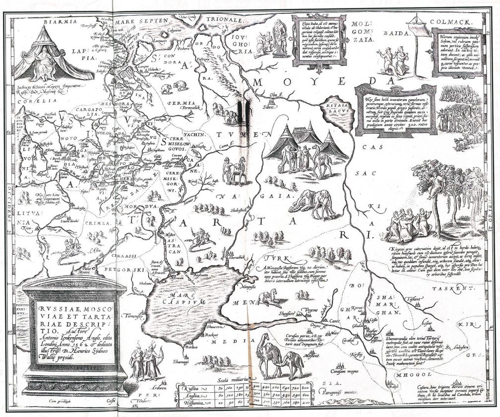 Eine englisch-holländische Landkarte Russlands, Moskowiens und Tatariens aus dem Jahr 1562.Bild: The Picture Art Collection / Legion-media.ru